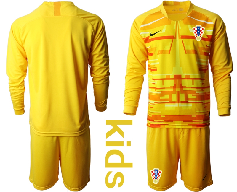 Youth 2021 European Cup Croatia yellow Long sleeve goalkeeper Soccer Jersey1